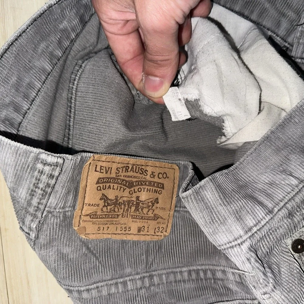Vintage Levi's 517 Corduroy Bootcut Pants 30x32 Gray 80s Boot‎ Cut Western Rodeo